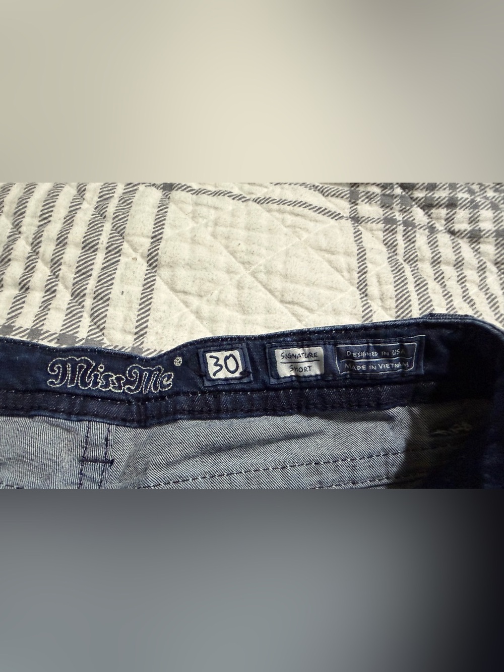 Miss Me Distressed Embellished Blue Denim Shorts - Picture 6 of 9